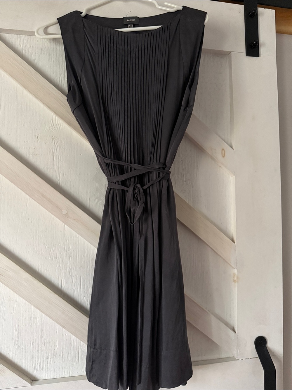Mexx Black Pleated Waist-Tie sleeveless Dress